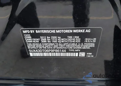 2023 BMW X4 M40I z USA, uszkodzony, nr VIN 5UX43DT06P9P86144